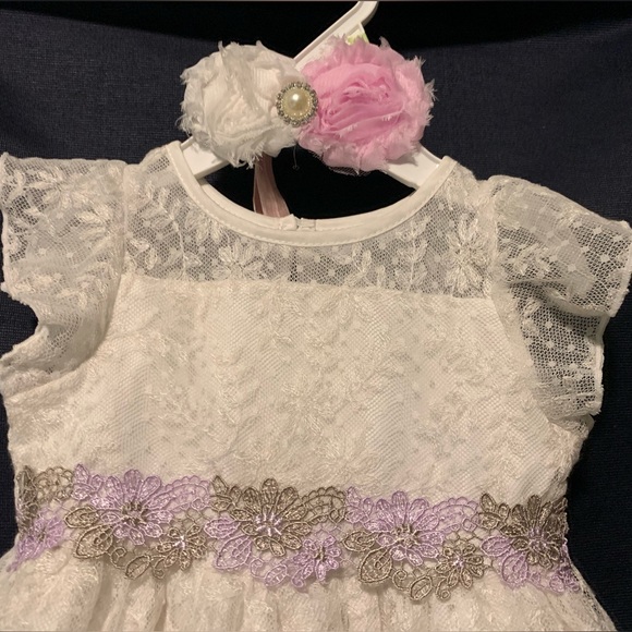 🎉HP🎉Exquisite lace dress with matching diaper cover and free head band - Picture 4 of 9
